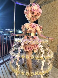 Alice In Wonderland Flower Costume, Whimsical Costume, Las Vegas Show Girls, Nail Competition, Living Tables, Champagne Skirt, Stilt Walker, Alice In Wonderland Flowers, Mask Ball