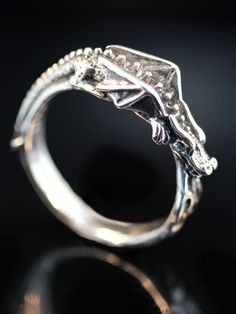 Flame Dragon Ring Band - Silver - Marty Magic Store Flame Dragon, Unique Ear Cuffs, Dragon Ear Cuffs, Silver Pinky Ring, Bronze Dragon, Thumb Rings Silver, Wing Jewelry, Silver Gold Jewelry, Dragon Ring