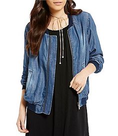 Sanctuary Blue Chambray Bomber Jacket Women's Coats And Jackets, Coats And Jackets, Women's Coats, Dillard's, Outerwear Women, Coats Jackets Women, Chambray, Vest Jacket, Parka