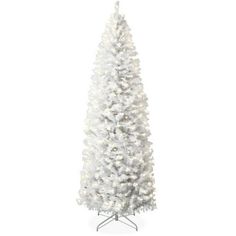 a white christmas tree on a stand