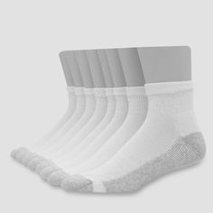 The Hanes Men's Ankle Length Socks come in a convenient pack of 8 pairs. Made from super soft, blended fabric, these mens socks provide all day lasting comfort. They also feature a full cushioned sole for added support. The reinforced heel and toe deliver added durability and Cool DRI technology wicks moisture away to keep your feet dry. FreshIQ Advanced Odor Protection technology helps reduces unpleasant odors and keeps your feet fresh. Available in a black pack and a white pack, sizes 6-12. Ankle Length Socks, Socks And Hosiery, Ankle Socks, Wicks, Mens Socks, Hosiery, Ankle Length, Socks, Technology