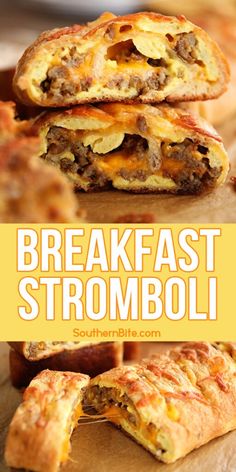 breakfast stromboli with sausage and cheese