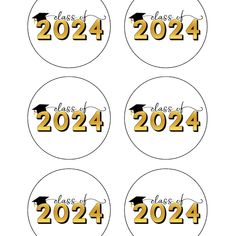 four graduation stickers with the words class of 2020 and graduate's cap on them