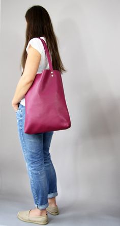 Leather tote bag, Leather tote, Tote bag leather, Tote bag, Leather tote woman, Leather tote - MADRI Pink Soft Leather Tote Bag, Everyday Pink Soft Leather Satchel, Hobo Tote Bag As Gift, Hobo Tote Bag For Gift, Pink Leather Tote Shoulder Bag, Everyday Pink Leather Hobo Bag, Large Bags For Errands, Pink Leather Hobo Bag For Everyday, Soft Leather Tote Bag For Gift