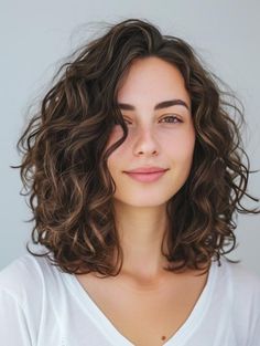 Medium Curly Hairstyles: Trends, Tips, and Styling Ideas for 2024 Medium Length Haircut From Back, 2c Curly Hair Shoulder Length, Mid Length Hair Curly Natural, Curly Lob Side Part, Shoulder Length Permed Hair Medium Curly, Curly Girl Haircuts Medium Lengths, Mom Cut Curly Hair, Wavy Curly Hairstyles Medium, Low Forehead Hairstyles