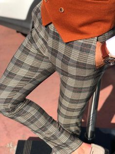 Carlos Slim-fit Plaid Fabric Pants Camel – BOJONI Camel Pants, Fabric Pants, African Wear Styles For Men, African Men Fashion, Men's Footwear, African Men, Pants Casual, Plaid Fabric, African Wear