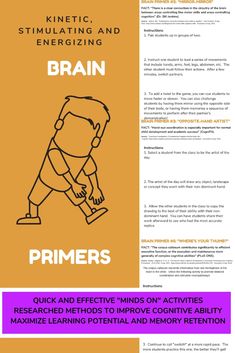 an info sheet with instructions on how to use the brain for children's learning