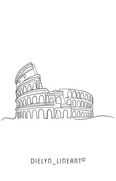 Colosseum, Rome, Italy. Illustration Rome Line Art, Italy Line Art, Rome Tattoo Women, Rome Italy Tattoo Ideas, Rome Graphic Design, Colleseum Rome Tattoo, Rome Inspired Tattoos, Colosseum Tattoo, Rome Drawing