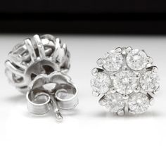 Exquisite 1.15 Carats Natural Diamond 14K Solid White Gold Stud Earrings Amazing looking piece! Suggested Replacement Value: $4,200.00 Total Natural Round Cut Diamonds Weight: Approx. 1.15 Carats (both earrings) SI1 / G-H Diameter of the Earring is: Approx. 7.95mm Total Earrings Weight is: Approx 1.9 grams Disclaimer: all weights, measurements and colors are approximate and may vary slightly from the listed dimensions or as seen in the image. All pictures are magnified to show the smallest of de Luxury Diamond White Platinum Cluster Earrings, Luxury Platinum Cluster Earrings In Diamond White, Gia Certified White Cluster Earrings For Formal Events, Formal Platinum Prong Set Cluster Earrings, Platinum Cluster Earrings With Prong Setting For Formal Events, Platinum Cluster Earrings With Prong Setting For Formal Occasions, Luxury Diamond White Cluster Earrings For Anniversary, Luxury Cluster Diamond Earrings, Luxury Cluster Earrings For Anniversary