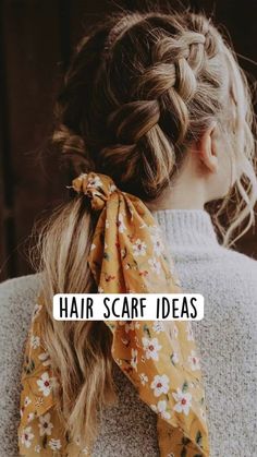 Bandana Scrunchie Hairstyles, Hair Styles With Ribbon Scrunchie, Bandanna Braid Hairstyle, Wild Rag Hairstyles Bun, Western Hairstyles With Bandana, Hairstyles With Ribbon Scrunchie, Scarf Hair Tie Hairstyles, Handkerchief Hairstyles Bandanas, Bandana Braided Into Hair