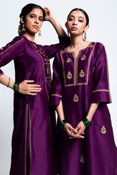 Shop for Label Earthen Purple Chanderi Silk Kurta Set for Women Online at Aza Fashions Label Earthen, Silk Kurta Set, Kurta Set For Women, Embroidered Motifs, Purple Girls, Silk Kurta, Embroidered Dupatta, Girl Online, Silk Organza