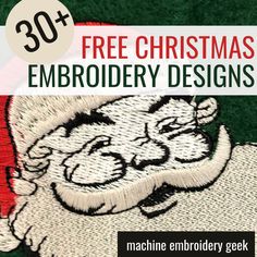 the front cover of a machine embroidery book with an image of santa claus on it