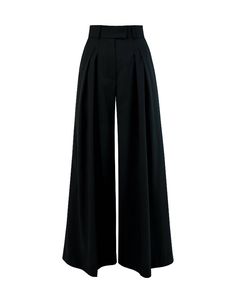 High-waisted pleated palazzo pants IPANTS are made from Italian wool of deep black color. Fabric is soft and pleasant to the touch.A wide waistband along with front pleats highlights the waist and makes it visually thinner. Maxi pants length makes legs longer and creates an elegant silhouette. Palazzo has comfortable side pockets and faux pockets on the back. Belt loops, zip, and hook-and-eye closures in the middle. High slits on the back create a magnificent effect while walking.Composition: 70 Pants With Slits On The Side, Church Pants, Black Wide Pants, Alternate Outfits, Palazzo Outfit, Pleated Palazzo Pants, Black Suit Pants, Palazzo Pants Outfit, Elegant Pants