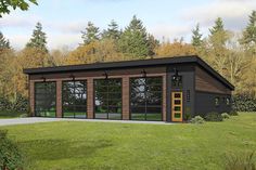 this is an artist's rendering of a two car garage with windows and doors