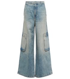 Cargo wide-leg jeans Luxury Dark Wash Cargo Jeans For Streetwear, Luxury Cargo Jeans With Multiple Pockets For Workwear, Luxury Denim Cargo Pants With Five Pockets, Luxury Workwear Cargo Jeans With Side Pockets, Png Clothes, 90s Denim, Cargo Jeans, High Jeans, Wide Leg Jeans