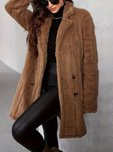 ⌛ Letzter Tag 50% Rabatt! Double Breasted Coat Women, Brand Apparel, Coat Elegant, Brown Faux Fur Coat, Apparel Boutique, Thermal Jacket, Women Blouses Fashion