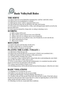 an instruction manual for the volley ball rules