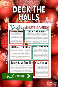 christmas games for kids to play in the holiday season with text overlay that reads deck the balls