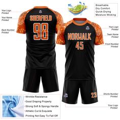 Order the jersey with special name & number you want from our shop, making a vibrant look on the field or daily life! Features: 1. Material: Made from 100% polyester wicking knit with 95% polyester / 5% spandex wicking pinhole mesh 2. Jerseys with sublimation printed name and numbers 3. Moisture-wicking fabric has spongy handle, good draping property and elasticity as well as good dimensional stability and wrinkle-resistance 4. Breathable & Quick-Drying 5. Athletic Cut & Exquisite stitching not Black Sublimation T-shirt For Team Events, Black Sublimation Design T-shirt For Team Events, Jersey Sublimation Design For Sports Events, Black Fitted Short Sleeve Jersey, Fitted Short Sleeve Jersey With Sublimation Print, Soccer Uniforms, Custom Fans, African Pattern, Custom Jerseys