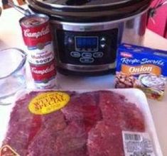 the meat is ready to be cooked in the slow cooker