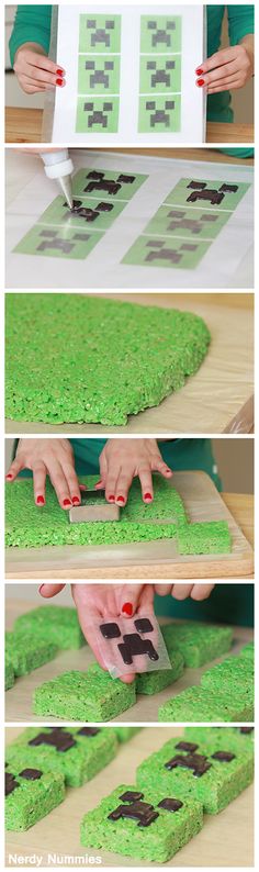 someone is cutting out some grass to make an animal themed table runner for their baby's first birthday