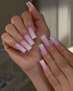 Pink And White Nails, Fake Nails Long, Bling Acrylic Nails, Girls Nails, Fire Nails