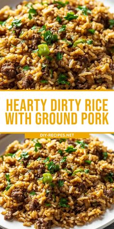 hearty dirty rice with ground pork is an easy and delicious dinner that's ready in under 30 minutes