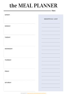 the meal planner printable is shown