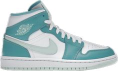 Teal Jordans, Nike Shoes Girls, Preppy Shoes, All Nike Shoes, Nike Air Jordan 1 Mid, Cute Nike Shoes, Jordan Sneakers, Cute Nikes, Swag Shoes