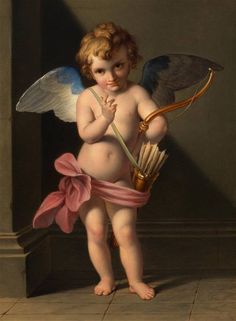 a painting of a cupid holding a bow and arrow