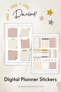 the free printable planner stickers are on top of an ipad