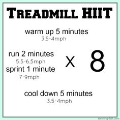 a sign that says treadmill hit with the numbers 8, 9 and 8 on it