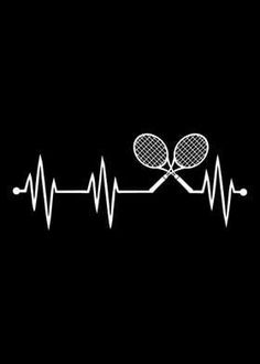 two tennis racquets on a heartbeat line