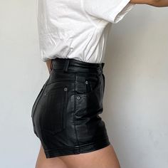 Pair your shirt with these high-waisted black leather shorts for a chic and modern look. Perfect for casual outings or a night out. Enjoy free shipping on all leather shorts Made from premium genuine leather Mini length for a stylish, contemporary appearance High-waist design enhances your silhouette Soft and comfortable lambskin leather Perfect for gym, casual wear, or summer activities Each pair is completed in approximately seven business days Step out in style with these stunning handcrafted Black Boho Living Room, Brindle Cowhide, Black Leather Shorts, Mens Leather Pants, Leather Waist Bag, Leather Toiletry Bag, Real Leather Bags, Cowhide Bag, Leather Apron