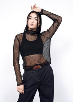 The Empower Mesh Long Sleeve Turtleneck - Wildfang Bra Fashion, Neck Snap, Layered Fits, Gender Neutral Clothes, Satin Long Sleeve, Easy Dressing, Oversized Style, Long Sleeve Turtleneck, Mesh Long Sleeve