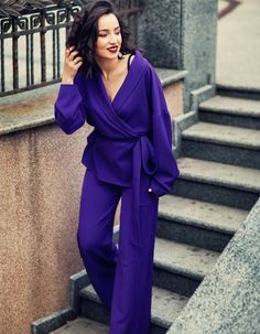 Royal Purple Outfit, Purple Outfits For Women Classy, Purple Monochrome Outfit, Violet Costume, Purple Work, 70 Outfits