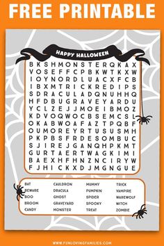 a printable halloween word search for kids