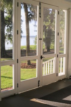 the front door is open to let in plenty of light and privacy from the sun