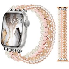 PRICES MAY VARY. Compatible with Most Apple Watch Size: This rose gold beaded watch band Compatible with Apple Watch 38mm 40mm 41mm in series 9,8,7,6,5,4,3,2,1 or SE Men's & Women's. It is handmade collection, specially designed for those who love unique design, it is not a brand copy. Quality Beaded Watch Band: JR.DM Apple Watch Bands is made of premium quality natural stone, beaded pearls and colorful crystals. It's fashion, wear-resistant, and durable. Perfect Fit: It fits for 5.8"-6.3" wrist Apple Watch Bracelet Band, Apple Watch Bands Women, Colorful Crystals, Beaded Watches, Apple Watch Bracelets, Apple Watch Sizes, Apple Watch 42mm, Body Smells, Apple Watch 38mm