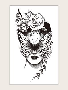 Black    Paper  Sticker Embellished   Beauty Tools Floral Pattern Tattoo, Juice Tattoo, Herbal Juice, Paper Sticker, Pattern Tattoo, Tattoo Sticker, Black Paper, Butterfly Pattern, Tattoo Stickers