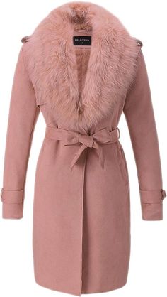 Bellivera Women's Faux Suede Leather Long Dress Jacket Lapel Outerwear Trench Coat FF20 Pink M at Amazon Women's Coats Shop Pink Long Coat, Faux Leather Trench Coat, Coat With Fur Collar, Coat For Winter, Suede Trench Coat, Pink Trench Coat, Trendy Coat, Long Down Coat, Coat With Fur