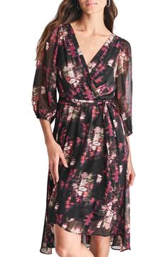 For slimming style and a flattering fit, this faux-wrap dress is an easy winner in the wardrobe game. 45" length Hidden back-zip closure Surplice V-neck Long sleeves Tie belt Lined 100% polyester Dry clean Imported Faux Wrap Dress, Tie Belt, Raisin, Nordstrom Rack, Wrap Dress, Dry Clean, Nordstrom, Long Sleeves, V Neck