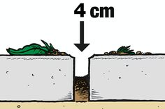 an image of two cement blocks with plants growing out of them and labeled 4 cm