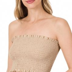 Lora Smocked Tube Top - La Belle Gina Boutique Summer Cover Ups, Strapless Tank Top, Smocked Tube Top, Crop Tube Top, Long Jean Skirt, Dusty Blush, Layering Tank Tops, Junior Fashion, Versatile Wardrobe