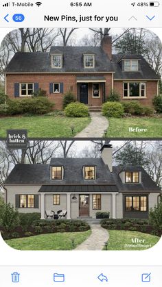 the before and after photos of a house in an iphone photo collage with text that reads, new pins, just for you