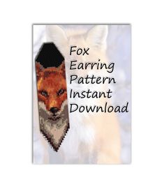 an image of a fox with the words fox earing pattern instant download on it