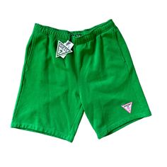 Guess Men's X Jon & Vinny’s Shorts Super Rare From One Time Drop. Great Condition, No Flaws. Nwt Attached. Men's Size L With Adjustable Drawstring Inside. Super Stunning Green Color, Must Own Collab For Jon & Vinny's Fans! Thai Boxing Shorts, Sweat Shorts Men, Grey Sweat Shorts, Grey Sweats, Guess Logo, Black Sweats, Drawstring Waist Shorts, French Terry Shorts, Guess Men