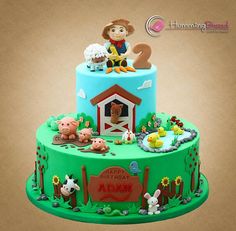 Farm Themed Birthday Party, 2 Birthday Cake, Farm Birthday Party