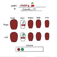 #cherry #Nails #darkrednailcolors Nail Dotting Tool Ideas, Cherry Nail Art Design, Cherry Nails Aesthetic, Cherries Nail Art, Nail Design Drawing, Nail Inspo For Beginners, Cherry Design Nails, Nail Art Ideas Simple, Downtown Nails