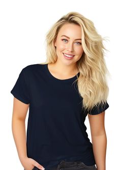 Dive into sophistication with our Navy Blue Relax Fit T-Shirt, a timeless addition to any wardrobe. Part of our relaxed collection, this women's jersey t-shirt features a classic crew neck, short sleeves, and a contemporary, looser fit for effortless style. Crafted from premium 100% Airlume cotton, this t-shirt offers exceptional softness and breathability, keeping you comfortable all day long. Whether you're out for a casual outing or relaxing at home, the Navy Blue Relax Fit T-Shirt is the epi Navy Relaxed Fit T-shirt For Everyday, Classic Navy Crew Neck Top, Classic Navy Top For Everyday, Classic Navy Top For Everyday Wear, Womens Jersey, Workout Tshirts, Effortless Style, Navy Blue, Loose Fitting